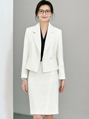 西装 OFFIY 外套 白色职业套装 事业单位面试短款 小个子首选 高腰