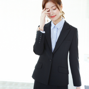 高端考公黑色正式 外套女新款 职业西装 女套装 OFFIY 韩版 Lead小西装
