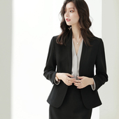 无领西装 OFFIY 外套女士 职业套装 通勤短款 高级气质正式 公务员修身