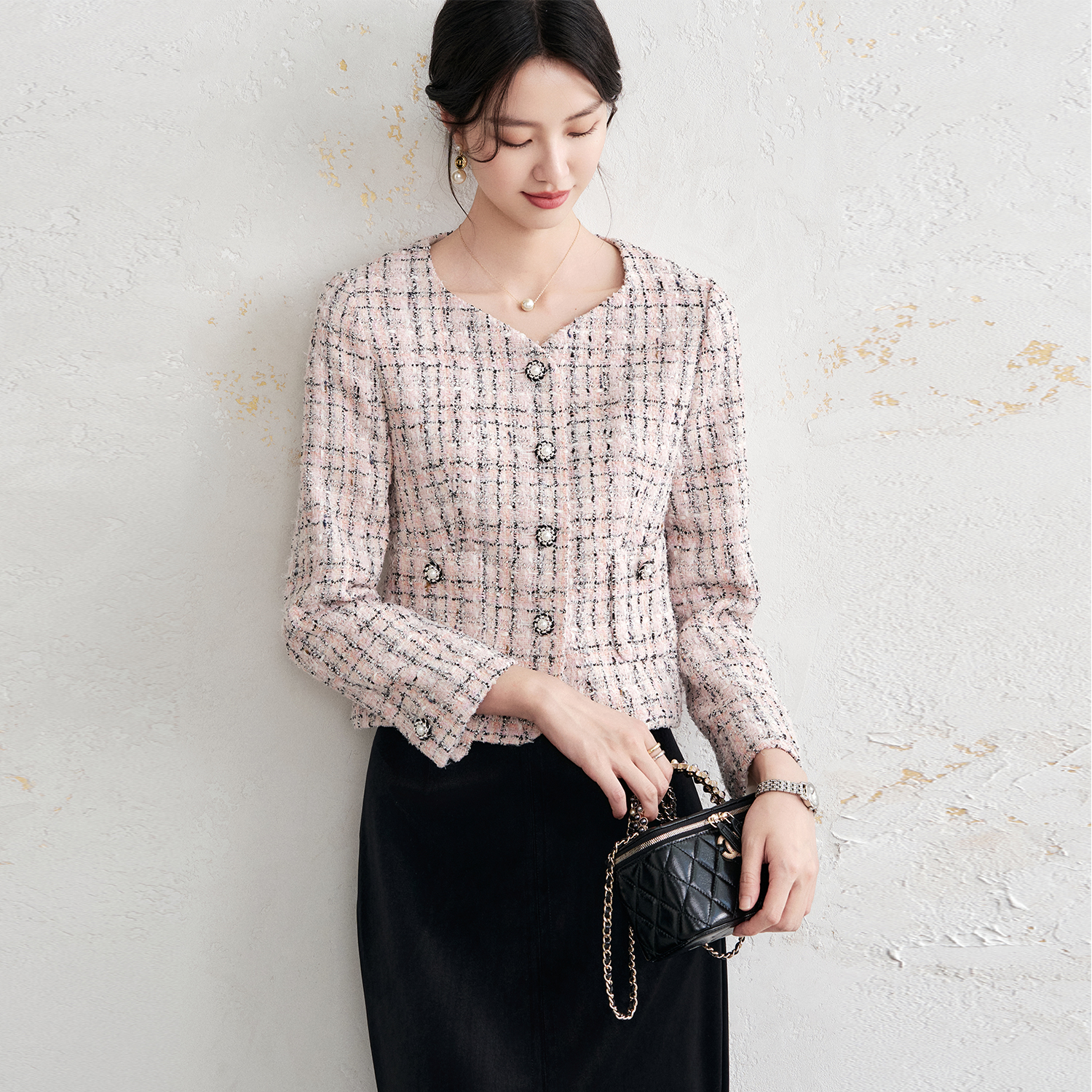 OFFIY羊毛小香短款西装外套新款