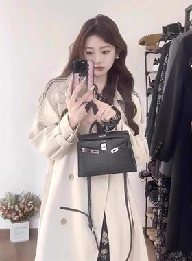 黑色爆款长款2025新款韩系风衣巨好看小个子女中春秋季英伦风外套