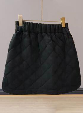 大码女装棉短裙女秋冬2025新款a字裙松紧腰小个子女士夹棉半身裙