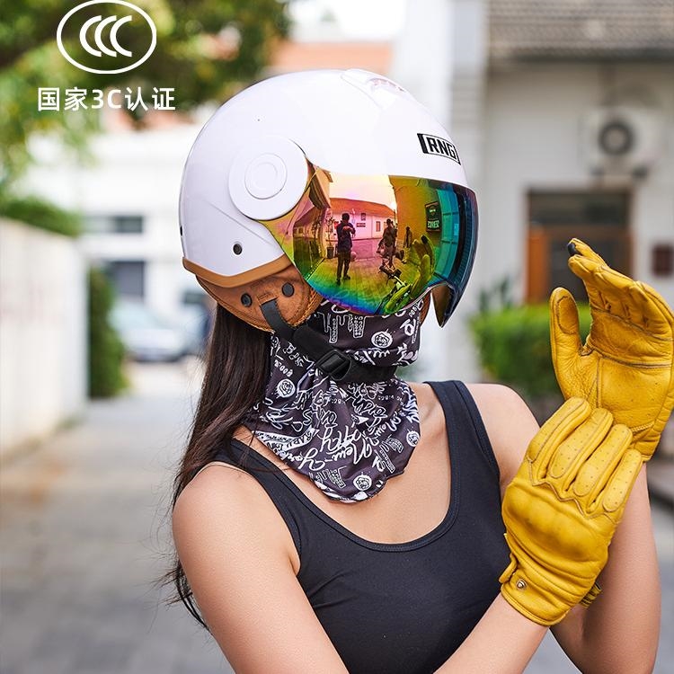 新款头盔男摩托车复古骑行半盔女夏季防晒九号四分之三头盔潮s30