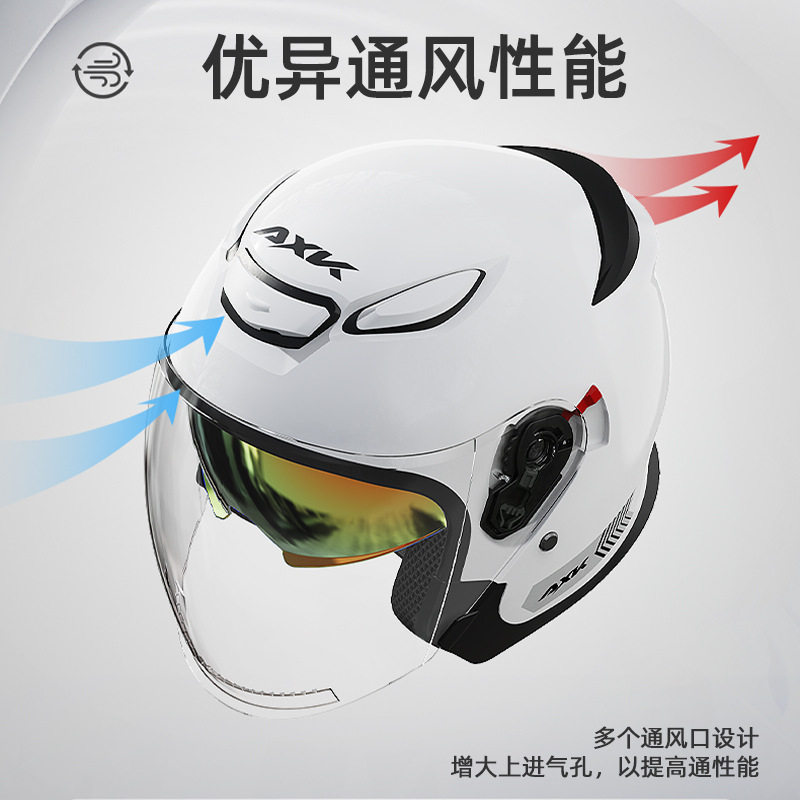 新款A类3C认证电动摩托车头盔男女士双镜片半盔冬季保暖四季通用