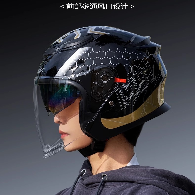 雅马哈新国标3C认证骑行盔男头盔夏季高中防雾防风4分之3高颜值女
