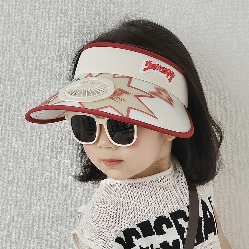 儿童帽子夏季韩版男童空顶帽宝宝大檐女孩遮阳防晒防紫外线风扇帽