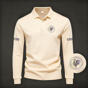 高级印花潮流休闲百搭POLO衫 时尚 新款 T恤男2026秋季 打底 翻领长袖