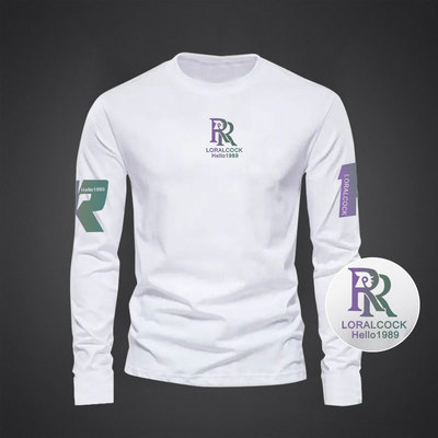 罗乐公鸡纯棉长袖T恤春秋季圆领t恤修身休闲打底衫男士休闲上衣潮