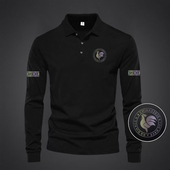 打底 时尚 新款 翻领长袖 高级印花潮流休闲百搭POLO衫 T恤男2025秋季