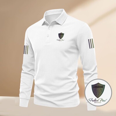 2025高级轻奢商务港风翻领POLO衫秋季抗菌透气新款长袖T恤时尚单
