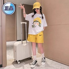 正品NK女童夏装运动套装2025新款洋气休闲女孩子短袖短裤两件套夏