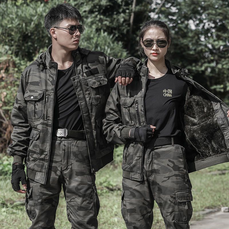 迷彩服套装冬季加绒加厚