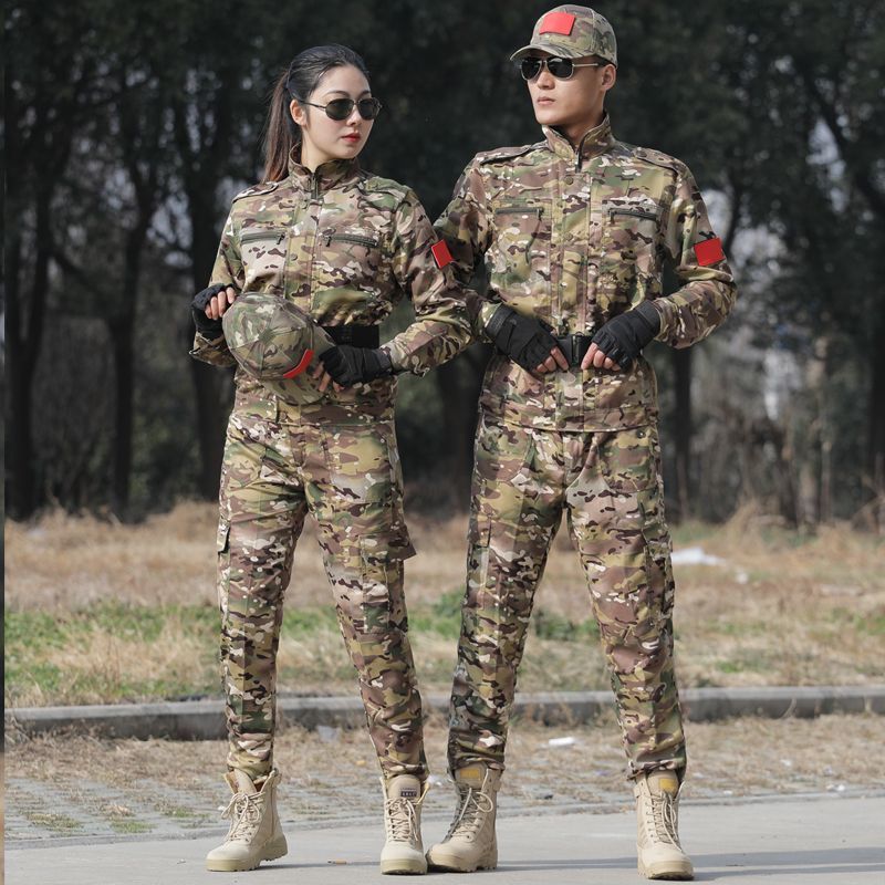 迷彩服套装男秋冬户外训练服装学生军训服全套耐磨劳保工作服男