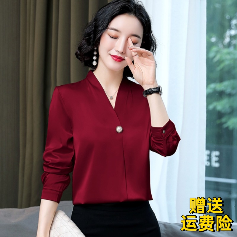 长袖真丝雪纺衫女士时尚