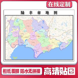 新款陆丰市地图定制省市县区书房办公室装饰画行政街道图