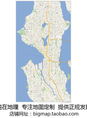 美国西雅图Seattle地图 路线定制移民外贸旅游行社公司街道书房