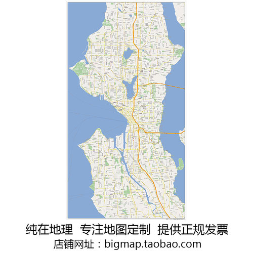 美国西雅图Seattle地图 路线定制移民外贸旅游行社公司街道书房