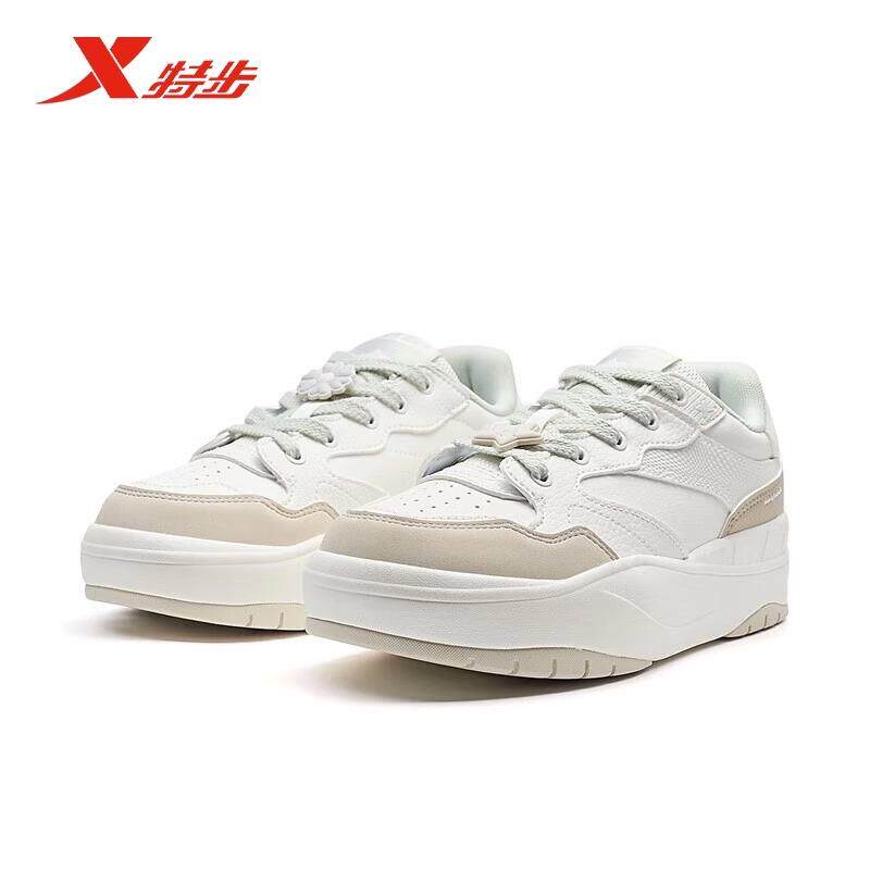 特步女鞋千层鞋运动鞋板鞋2025春季新款女士小白鞋975118310017
