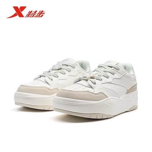 特步女鞋千层鞋运动鞋板鞋2025春季新款女士小白鞋975118310017