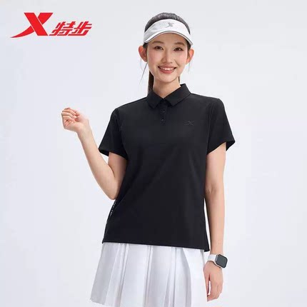 特步女子综训短袖POLO衫2026夏季新冰丝凉爽短袖舒适974228020200