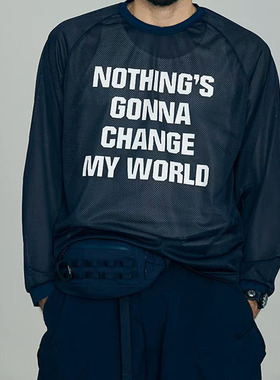 西山好牛COMFY字母印花网眼长袖T恤CMF防晒凉爽速干男女TEE潮25AW