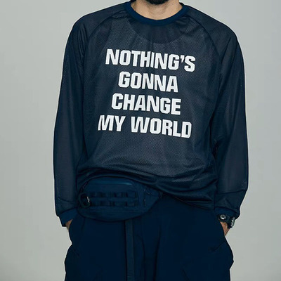 西山好牛COMFY字母印花网眼长袖T恤CMF防晒凉爽速干男女TEE潮25AW