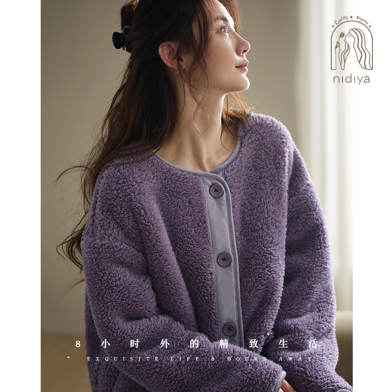 保暖珊瑚绒冬减龄少女家居服套装