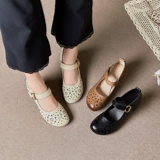 Летние нескользящие босоножки, комфортные тапочки в стиле Crocs, из натуральной кожи, удобны для женщин в возрасте, средний каблук, широкий устойчивый каблук, мягкая подошва, для среднего возраста