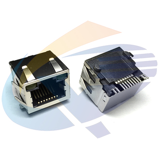 RJ45连接器RJ45贴片网口5JA1X1带灯带弹贴片8P8C黄绿RJ45网络母座