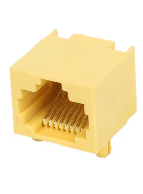 RJ45母座16长1×1黄色网络插座56无灯全塑5JA90度rj45连接器网口