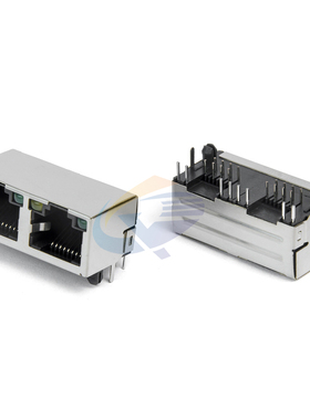 RJ45连接器8p8c 1X2带灯无弹56A 带灯带弹 双口 卧插无灯带弹无弹