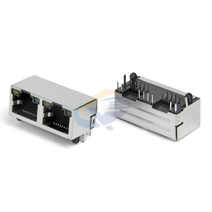 RJ45连接器8p8c 1X2带灯无弹56A 带灯带弹 双口 卧插无灯带弹无弹