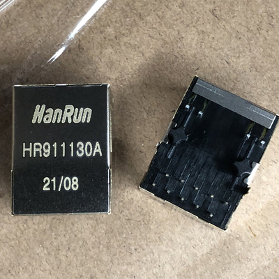 RJ45插座 HR911130A卧式RJ45母座 带灯千兆RJ45网络接口插座