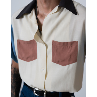 Bardoc古巴领短袖复古衬衣保龄球