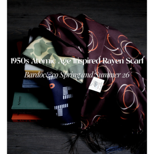Bardoc 26SS 50s Atomic Rayon Scarf人造丝天丝手工流苏印花丝巾