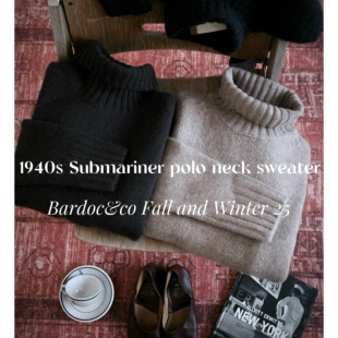 40s美国海军舰艇Submariner高领100%羊毛毛衣男女款 Bardoc 25FW