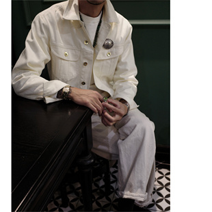 Crystal 111ST Bardoc cream右斜纹纯棉水洗夹克男女款 sale
