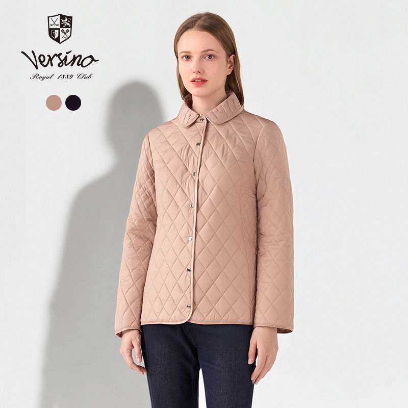 女式保暖棉衣菱格短款夹克外套