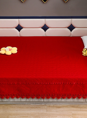 全棉大红色床盖加大榻榻米垫子婚床软垫纯棉垫被3M炕垫床护垫加厚