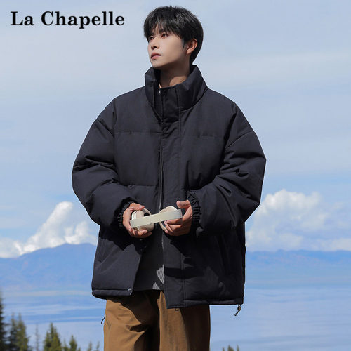 拉夏贝尔美式立领保暖羽绒棉服男