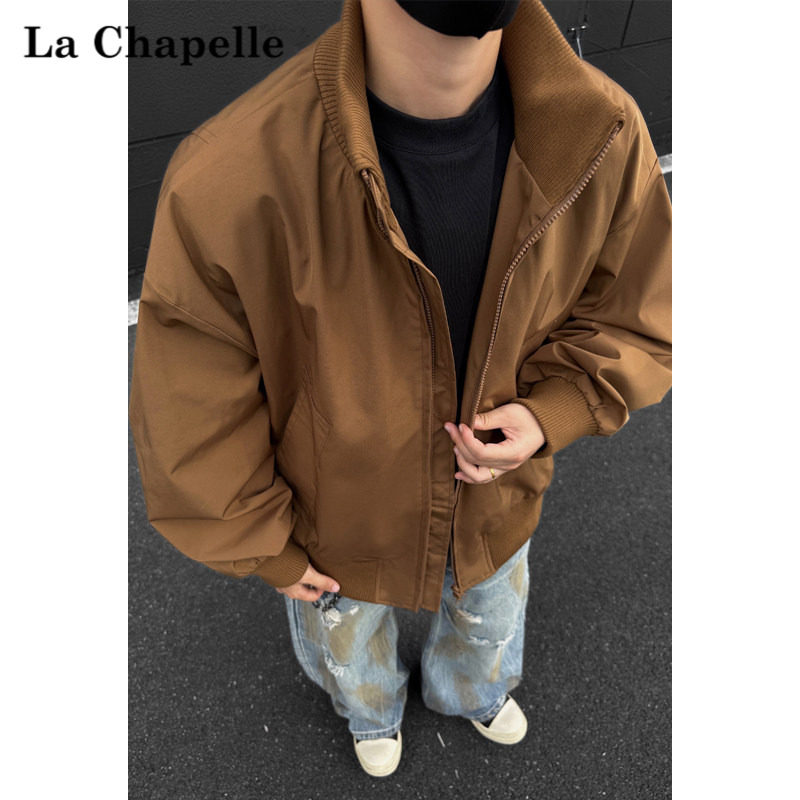 拉夏贝尔美式高街短款飞行员夹克男秋季高级感痞帅百搭棒球服男款