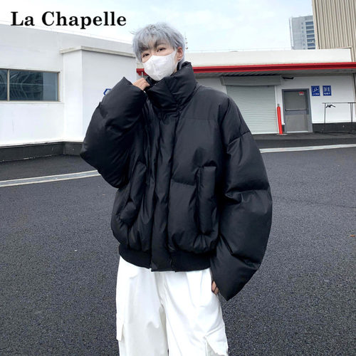 拉夏贝尔立领羽绒棉服男士冬季加厚保暖面包服痞帅宽松棉袄外套男