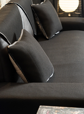 四季通用黑色沙发垫防滑真皮全包沙发盖布办公室套巾罩防猫抓定制