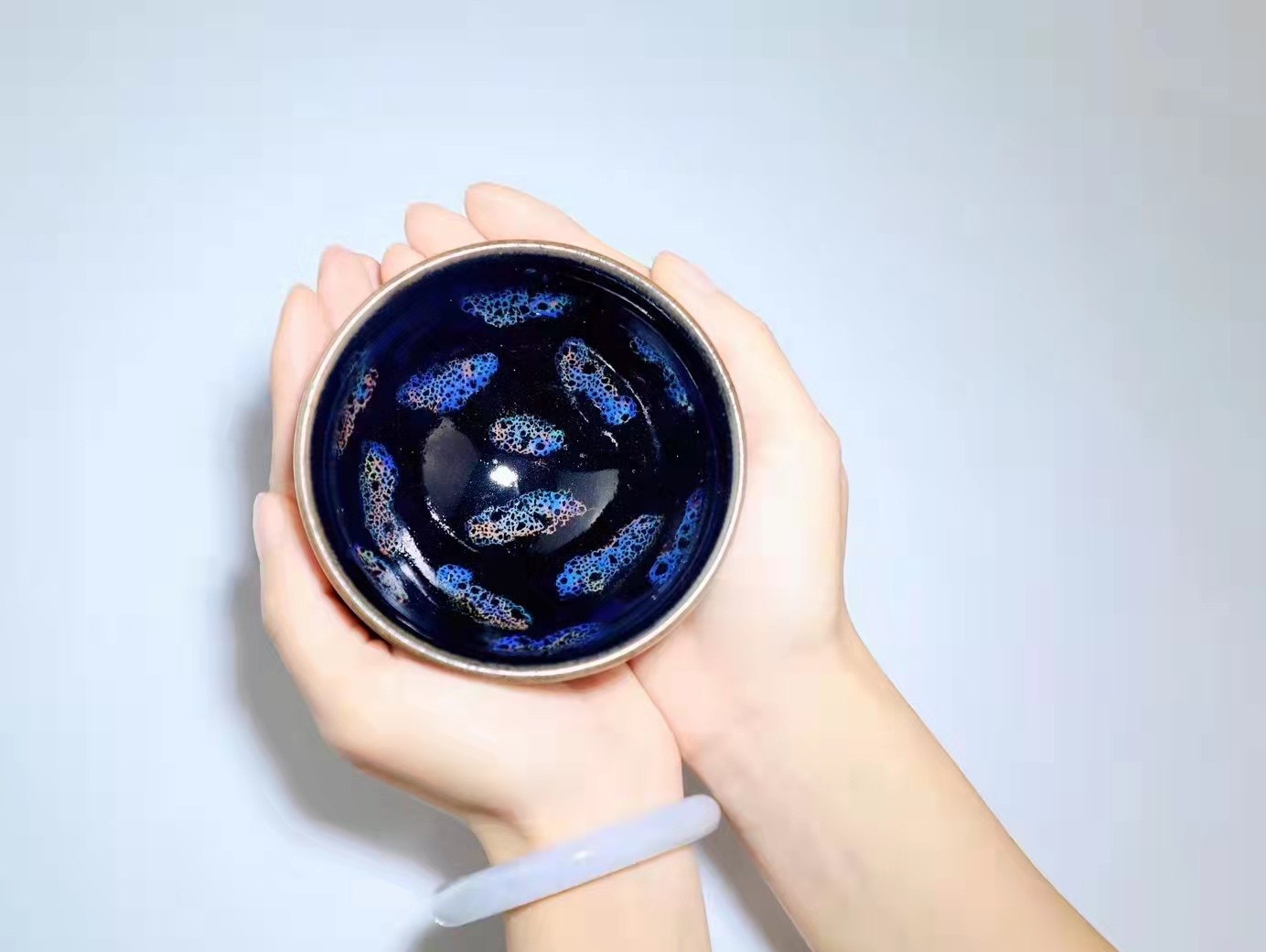 建窑建盏名师大师非遗传承人蔡炳昆虫变曜变天目茶盏精品高档茶杯