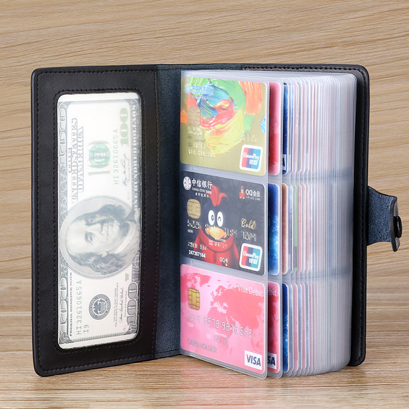 卡包男真牛皮大容量长款卡夹女卡皮套多卡位放卡的卡片包证件一体