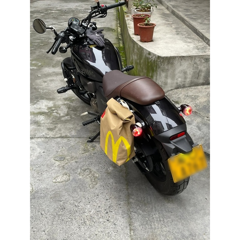 摩托车麦当劳侧边包通用复古巡航踏板电动自行机车护杠后尾挂物包