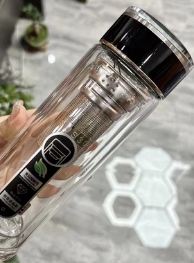 7148商务办公双层玻璃杯水晶杯子定制印字广告LOGO礼品水杯泡茶杯