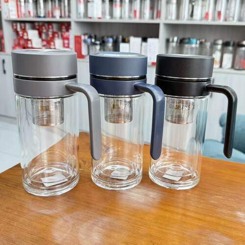 玻璃水杯茶水分离双层杯400毫升