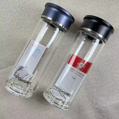 明霞单层玻璃杯子定制印字做logo