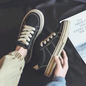 男士 潮流男生休闲板鞋 透气黑色百搭球鞋 新款 子 2025春季 人本帆布鞋